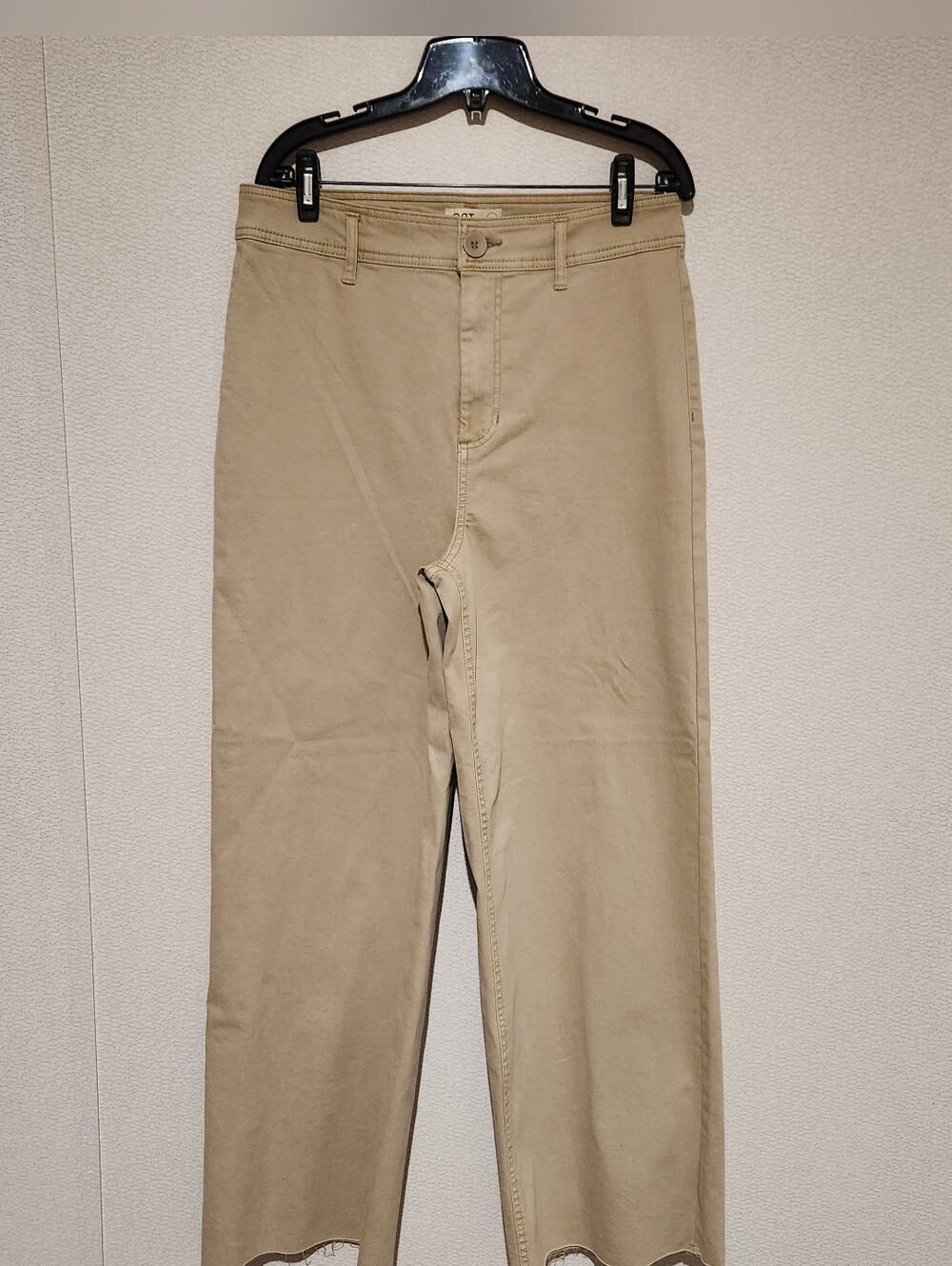 Oat New York Womens High Rise Wide Leg Jeans Tan Raw Hem 12/31 - Picture 2 of 8